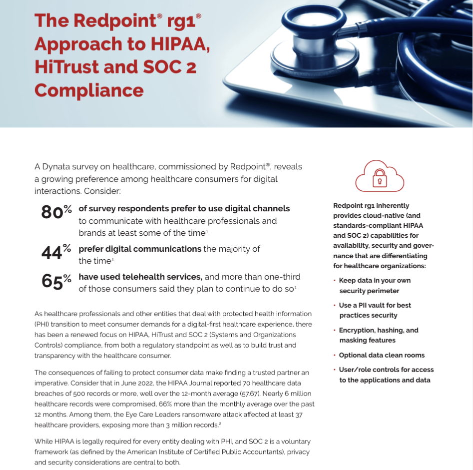 Redpoint Aproach To Hipaa, Hitrust And Soc 2 Compliance