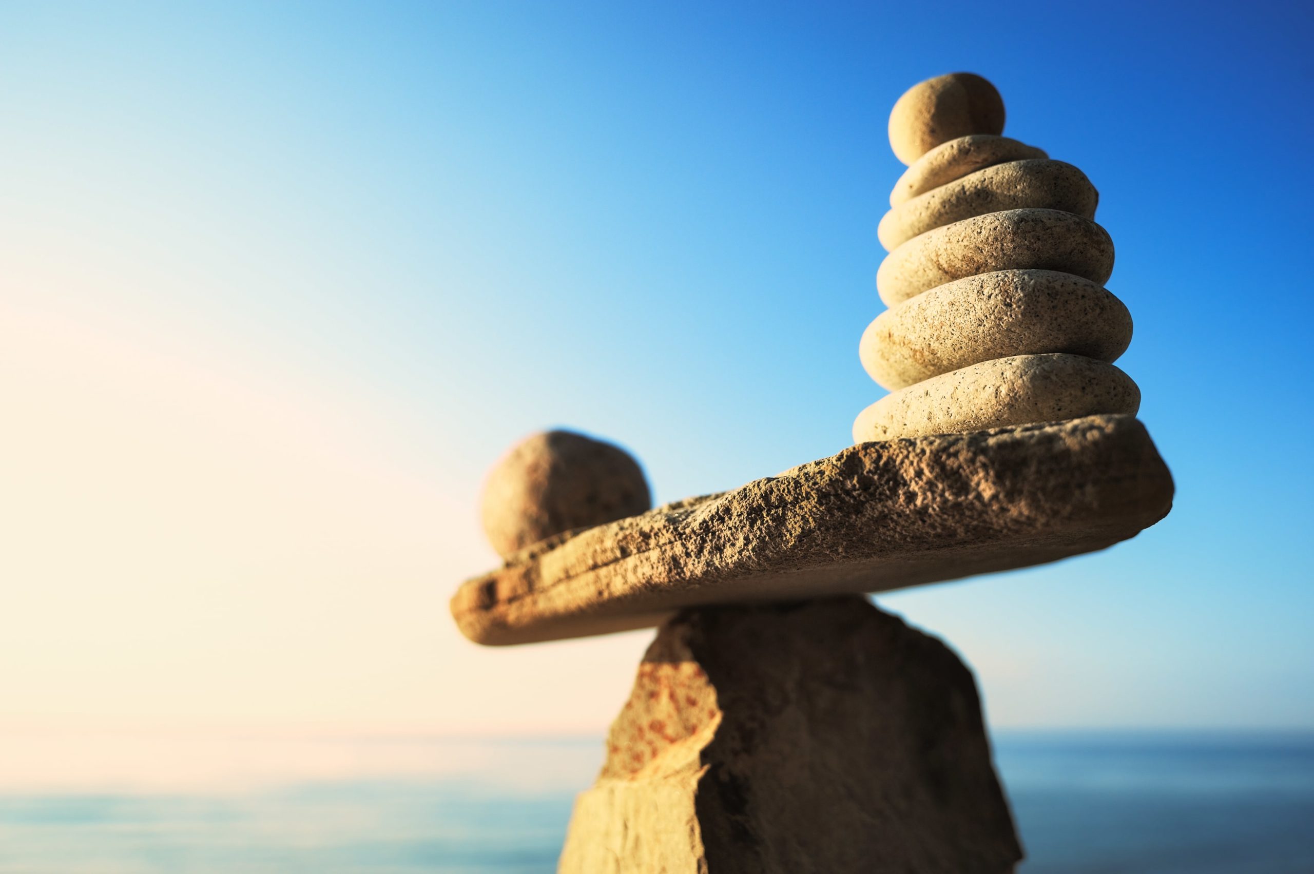 Zen Balance Stones At Seashore Scaled