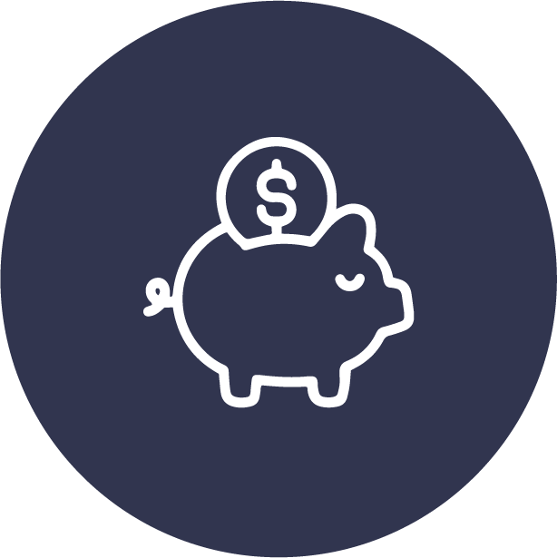 Piggy Bank Blue Circle Icon
